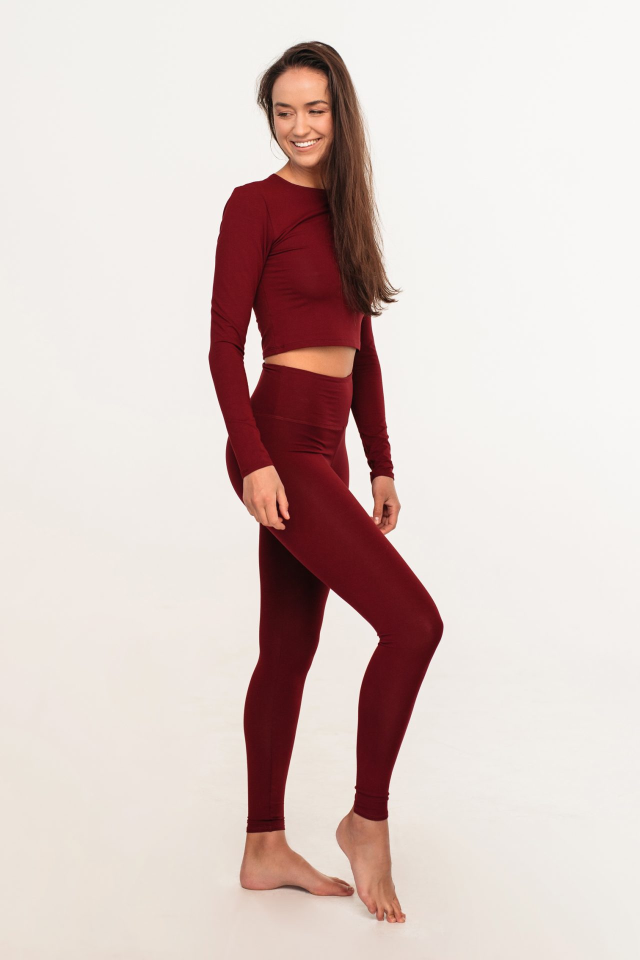 Ekohelsinki - Yoga Pocket Leggings in burgundy, organic cotton, by