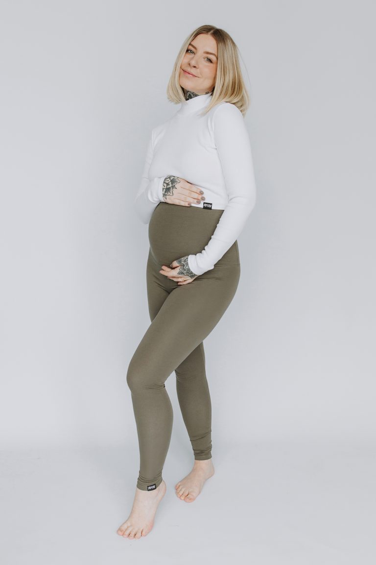 Khaki Viscose Maternity Leggings Mutastore